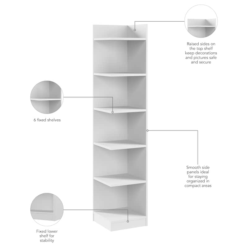 Bush Furniture Universal 15W Tall Corner Bookshelf Storage