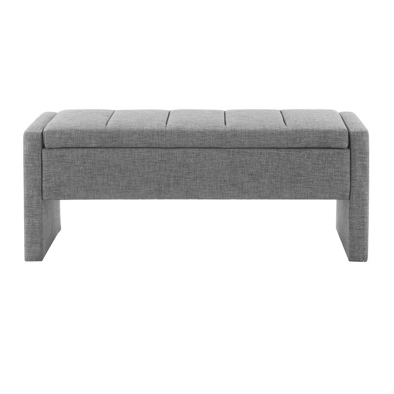 Modern Bed End Bench with Storage,Upholstered Large Foot Rest Stool, Comfy Window - DARK GREY