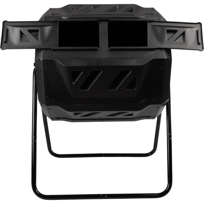 Compost Tumbler - 43Gal Compost Bin with Dual Chambers, 360-Degree Rotating Design, and Garden Gloves Included by Pure Garden