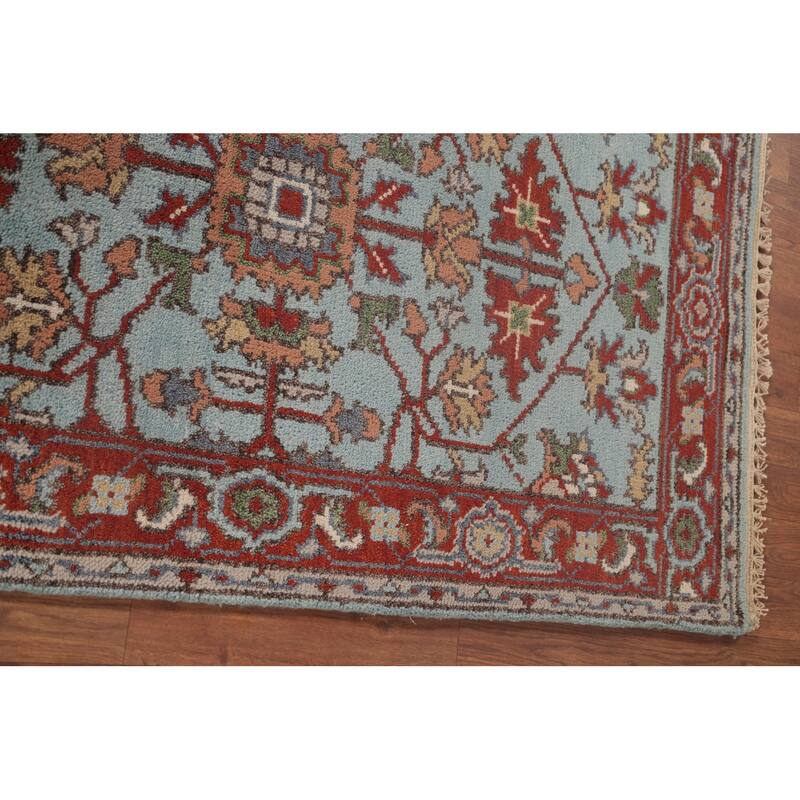 Light Blue Oushak Oriental Foyer Rug Hand-Knotted Wool Carpet - 2'11" x 4'11"