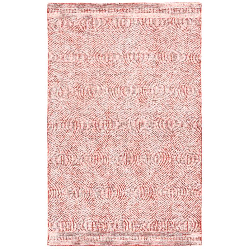 SAFAVIEH Handmade Abstract Leonide Modern Wool Rug - 5' x 8' - Ivory/Red
