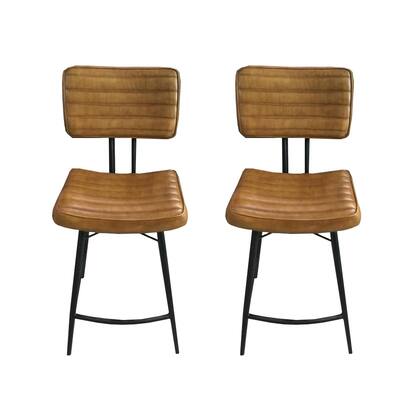 Set of 2 PU Counter Height Stool with Metal Legs