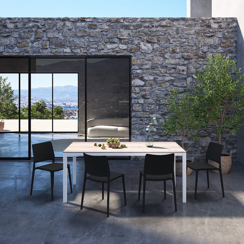 WRGHOME Modern Stacking Patio Dining Side Chair Indoor/Outdoor (Set of 2) - 31.30'' H X 19.29'' W X 21.06'' D