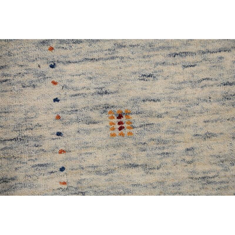 Tribal Gabbeh Area Rug Hand-Knotted Beige Modern Wool Carpet - 3'11" x 5'10"