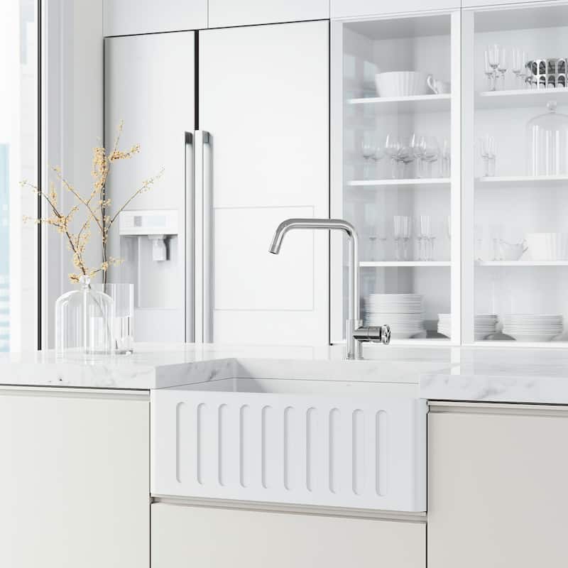 VIGO Cass Industrial 14" H Single Handle Kitchen Bar Faucet