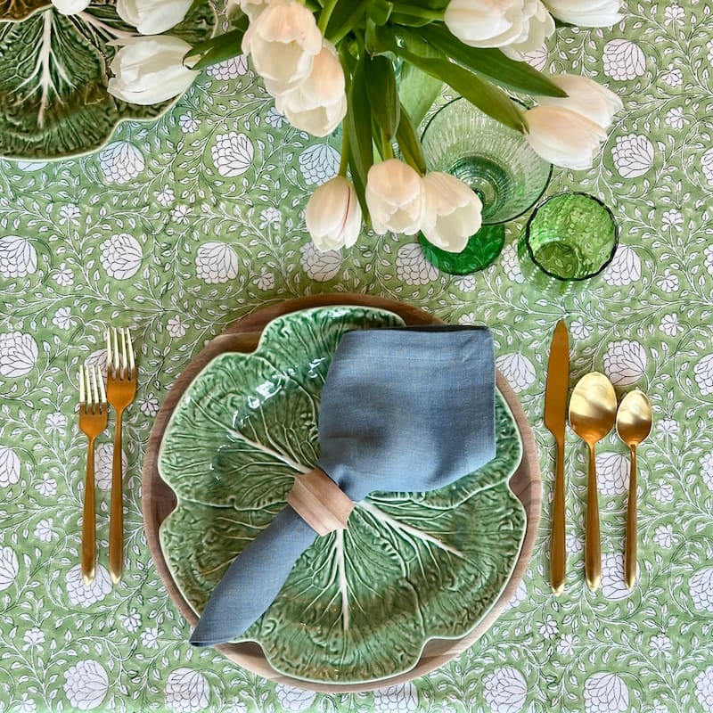 Eden green round tablecloth