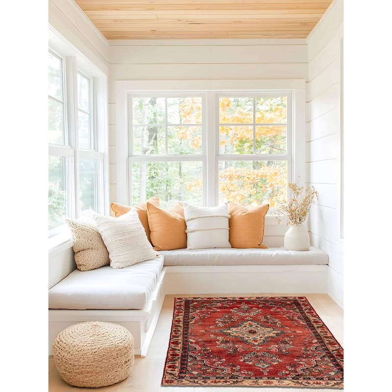 ECARPETGALLERY Hand-knotted Andelz Red Wool Rug - 3'5 x 5'9