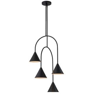 Modern 4-Light Arched Dimmable Sputnik Black Linear Chandelier - 21" D x 26.8" H