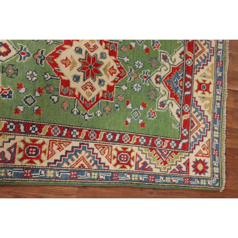 Green Kazak Foyer Rug Hand-Knotted Wool Carpet - 2'8" x 3'10"