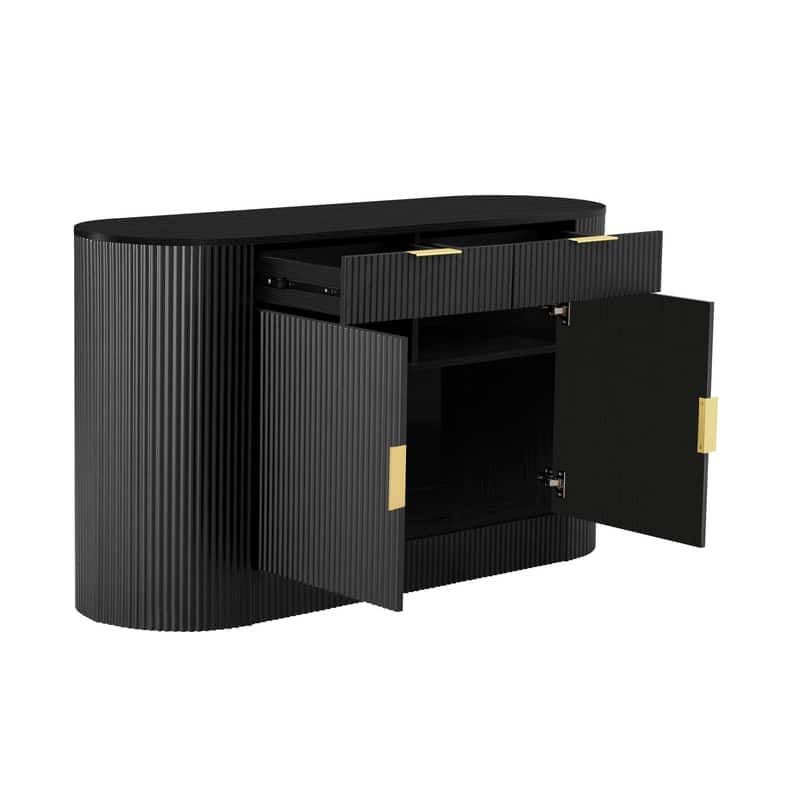 Modern 55.1" Sideboard Buffet Cabinet with 2 Curved Side Door and 2 Drawers for Living Room and Dining Area