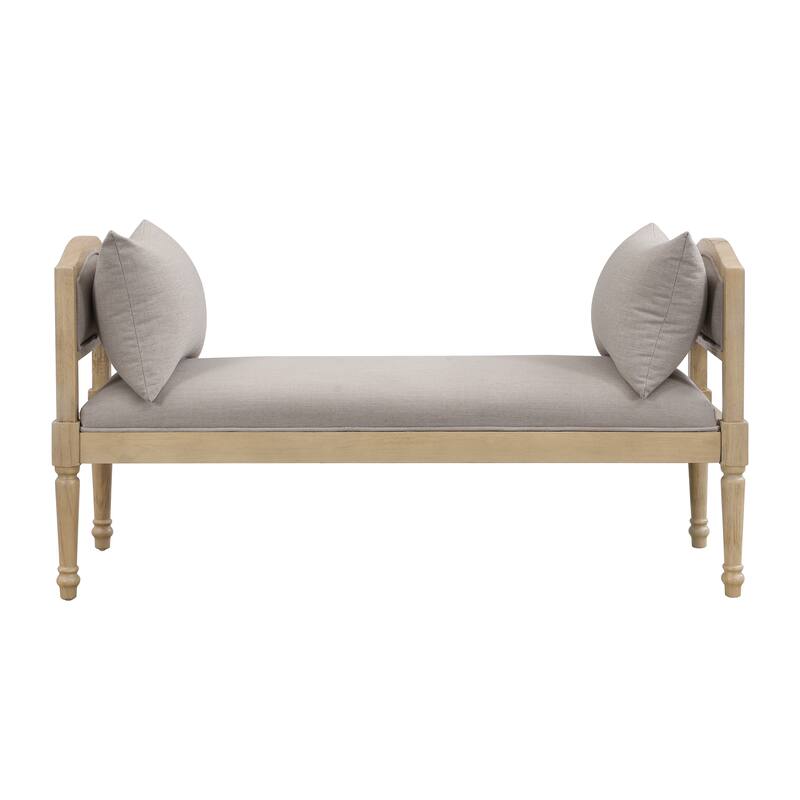 Christopher Knight Home - Elora Upholstered Bench with Turned Legs and Side Cushions - Greige