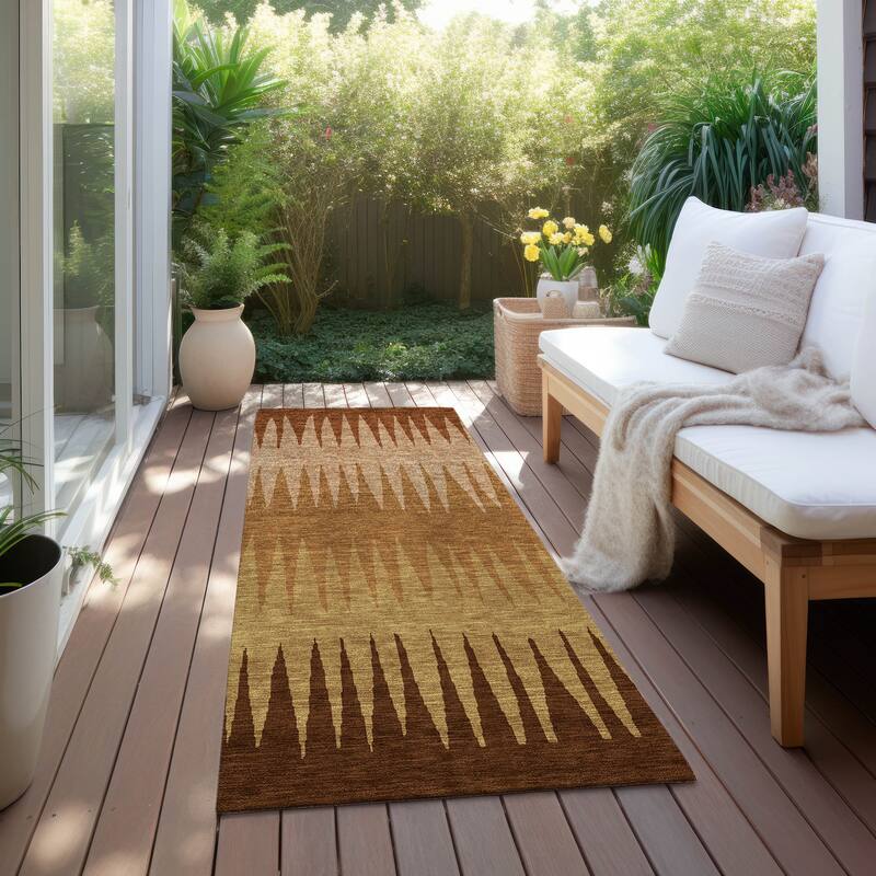 Machine Washable Indoor/ Outdoor Chantille Ombre Contemporary Rug - Paprika - 2'3" x 7'6"