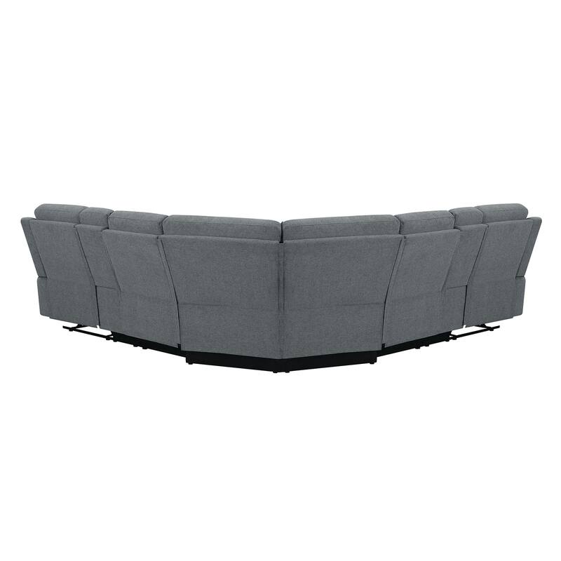 3 Piece Burlap-Like-Fabric Reclining Sectional Set with Console