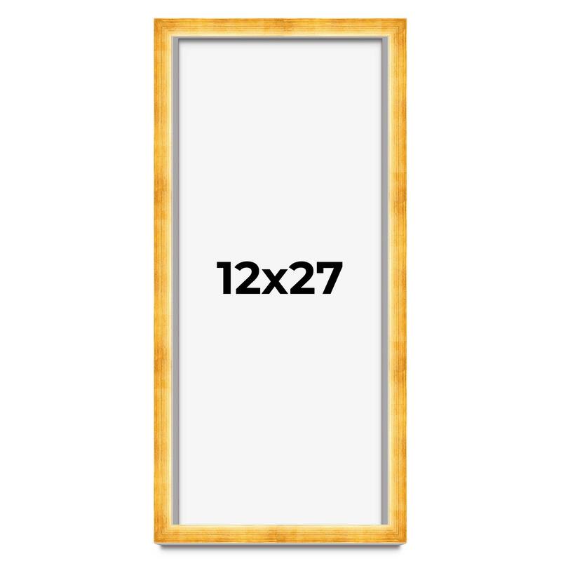 12x27 Shadow Box Frame Gold | 1.625 Inches Deep Real Wood Traditional