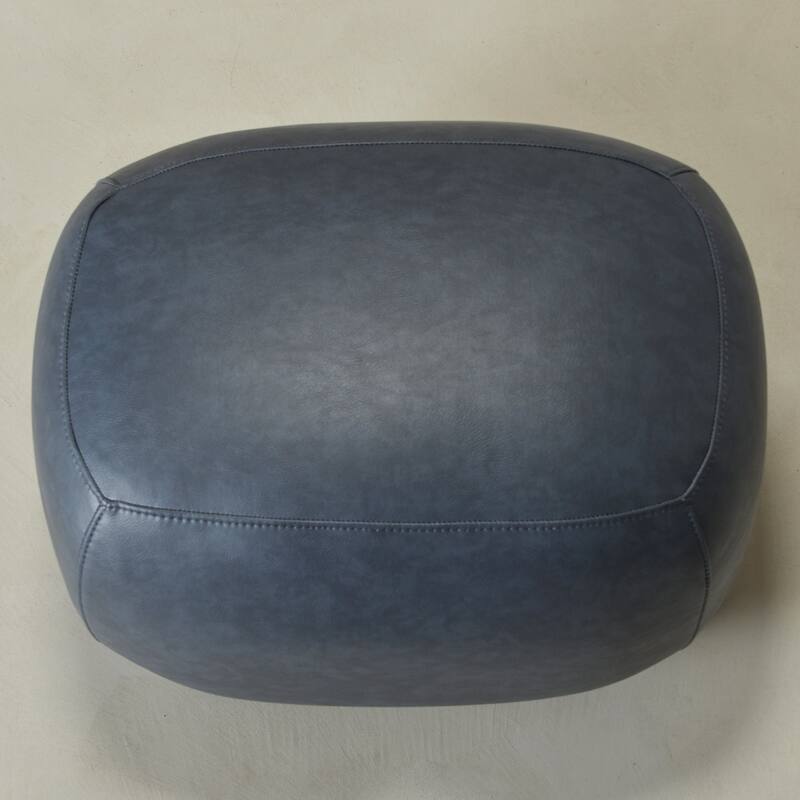 KINWELL 23" Wide Faux Leather Upholstered Ottoman Footrest, PU Entryway Footstool