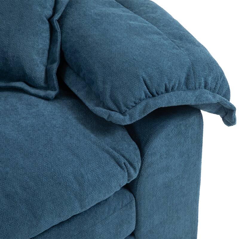 Luxurious 84" Chenille Fabric Recliner Sofa with Memory Foam and 2 Throw Pillows for Small Spaces