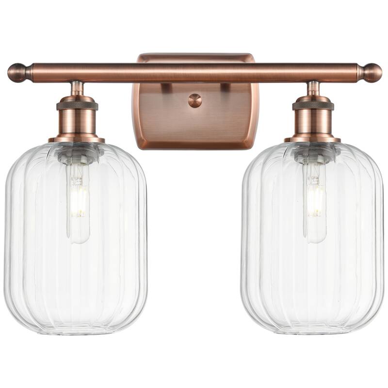 Innovations Lighting Endless Possibilities Ballston - Preston - 2 Light 17" Jar Shade Bath Vanity Light - Clear/Antique Copper