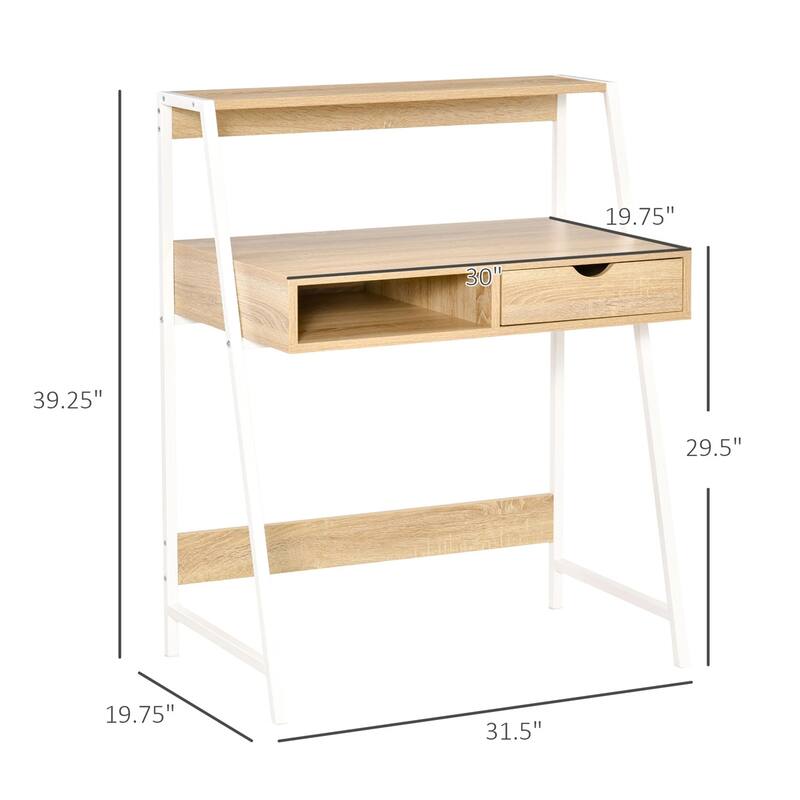 Particleboard Steel Writing Desk with Storage Shelf Drawer