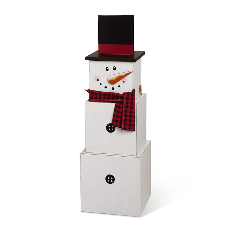 Glitzhome 36"H Wooden Double-Sided Snowman/Scarecrow Porch Decor - Multi-Color