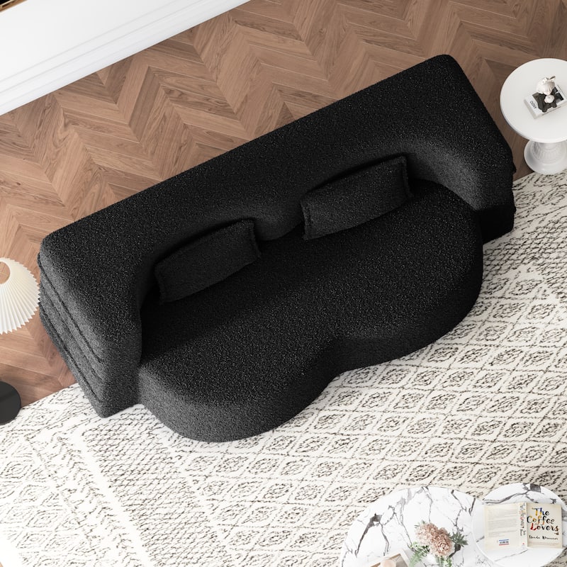 Modern Convertible Floor Folding Sleeper Sofa with 2 Pillows