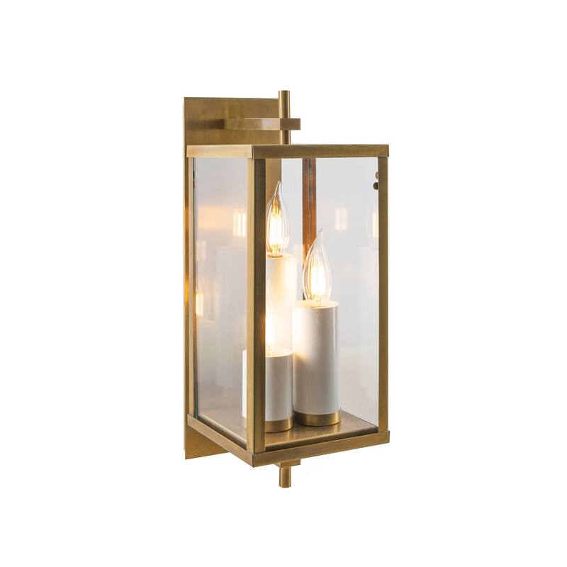 Back Bay 3-Light Outdoor Sconce - 16.75 inch Tall - Aged Brass
