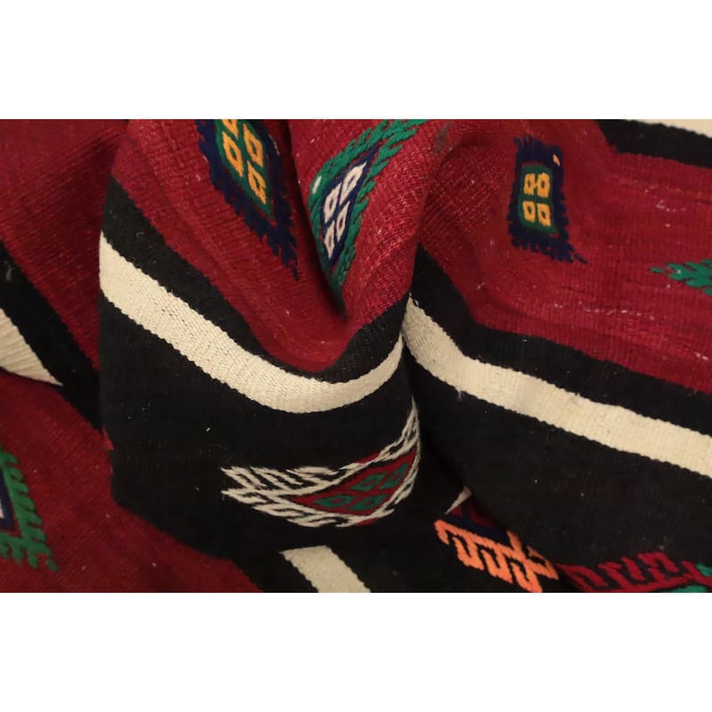 Hand Woven Oriental 100% Wool Carpet Southwestern Tribal Red Kilim Area Rug - 9' 2'' X 5' 9''