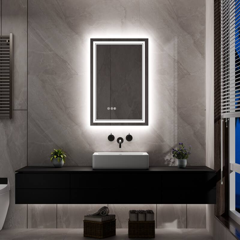 Modland Small Size LED Bathroom Mirror Back & Front Lighted Anti-Fog