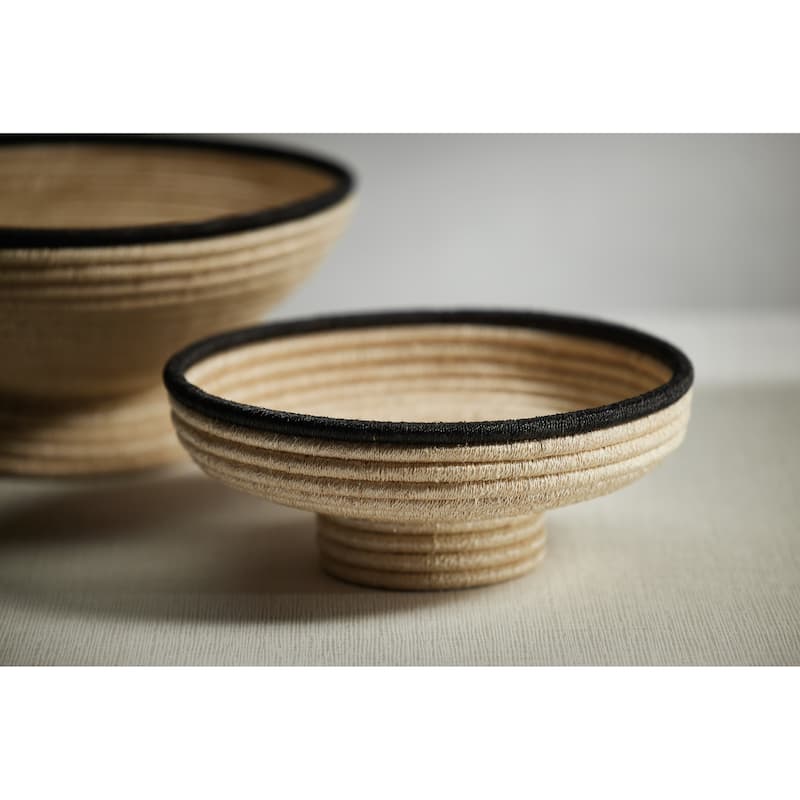 Matera 12.5" Diameter Coiled Abaca Footed Small Bowl - 12.5" x 5"