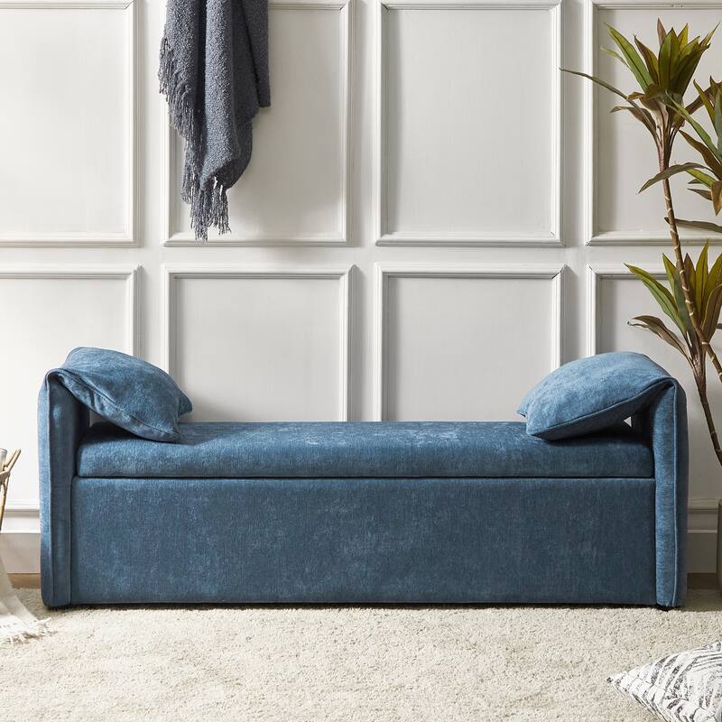 Aurelia Modern 61" Wide Storage Bench with Pillows by HULALA HOME