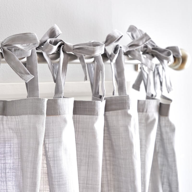 100% Cotton Sheer Tie Tab Curtain Panel Pair