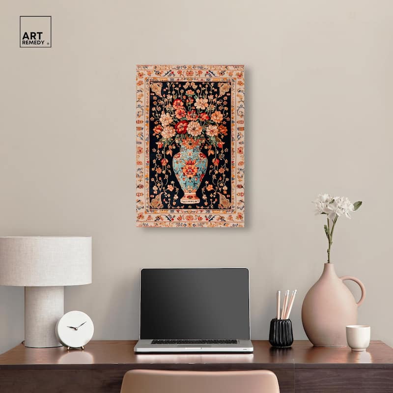 Persian Vase and Flowers II Canvas by Art Remedy, Gallery Wrapped