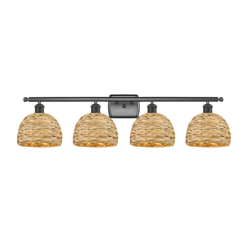 Innovations Lighting 516-4W-12-38 Woven Rattan Vanity Woven Rattan 4 - Oil Rubbed Bronze / Natural