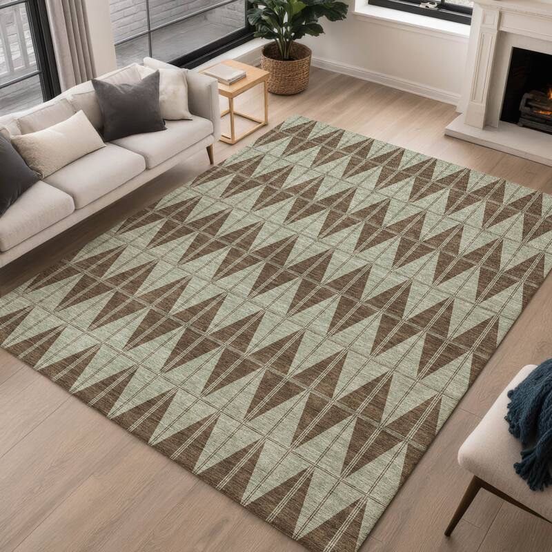 Machine Washable Indoor/ Outdoor Modern Zeke Chantille Rug