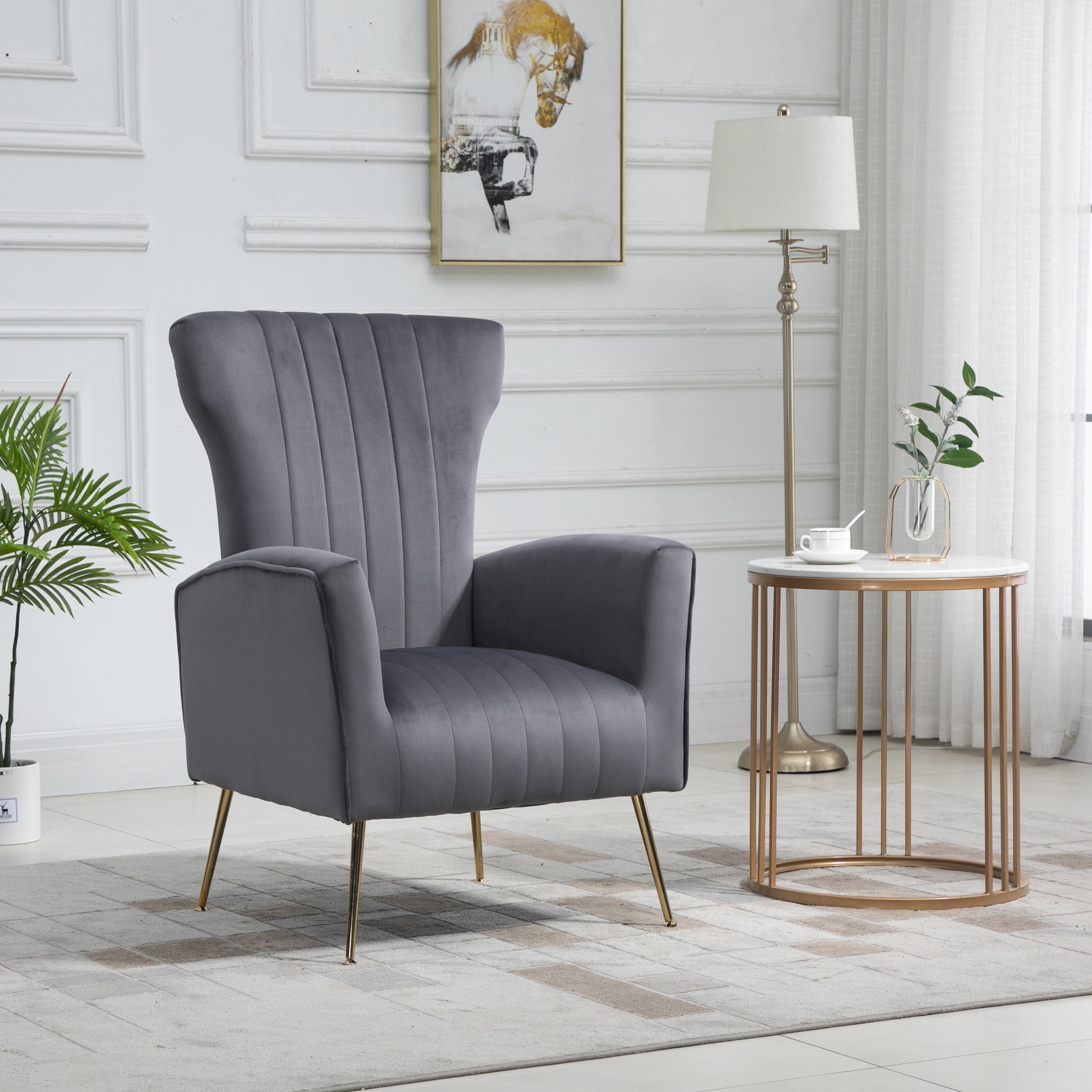 Gramercy gold croc velvet sales wing chair