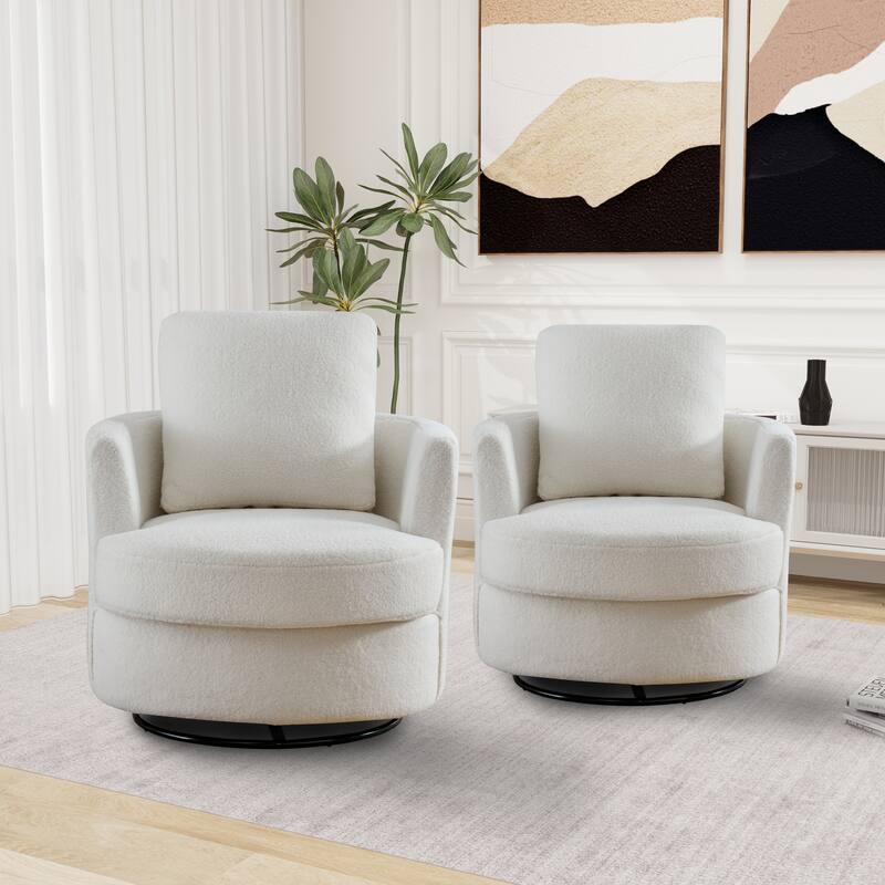 Modern Upholstered Swivel Barrel Chair(Set Of 2) - Overstock - 38954923