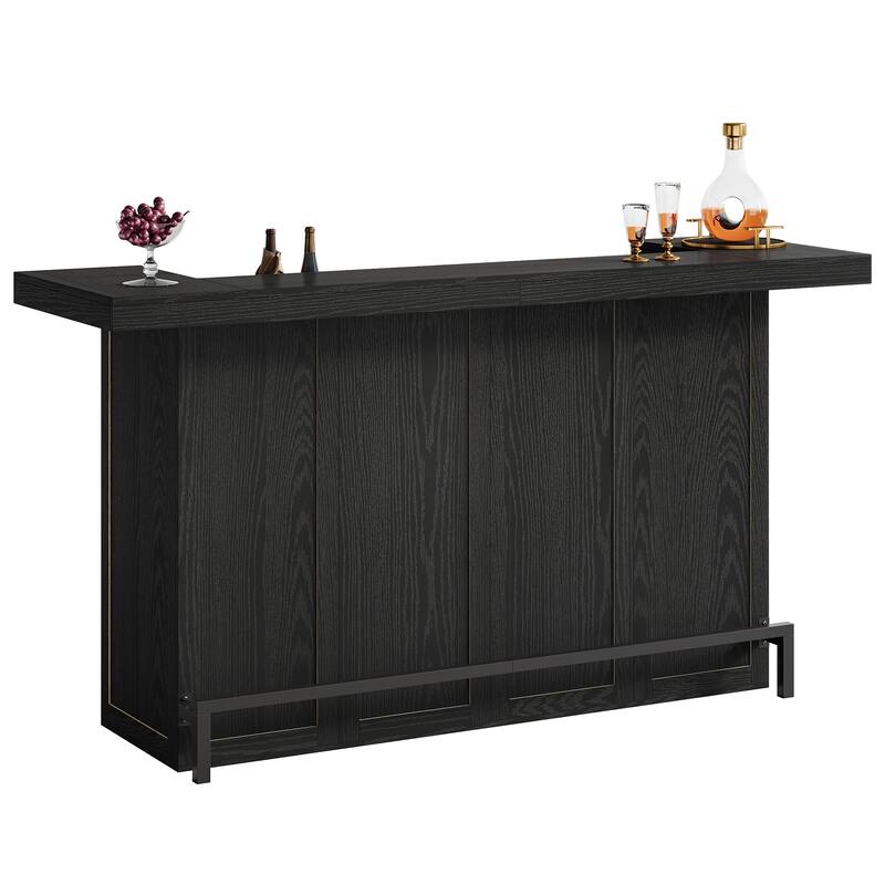70.9-Inch 4-Tier Bar Table, Large Wooden Home Bar Unit