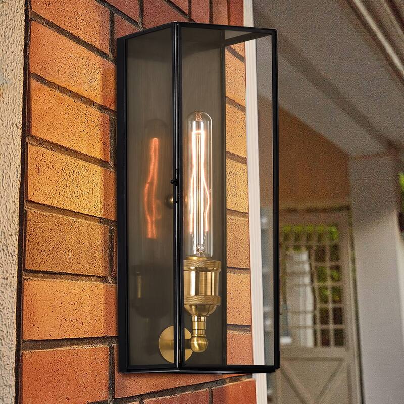 C Cattleya Solid Brass Outdoor Wall Lantern with Tempered Clear Glass Shade
