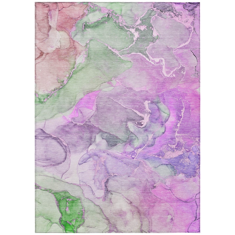 Machine Washable Indoor/ Outdoor Chantille Watercolor Rug