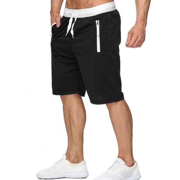 Casual Mens Jogger Shorts Elastic Waist Shorts Classic Fit Workout Drawstring Beach Shorts with Pockets