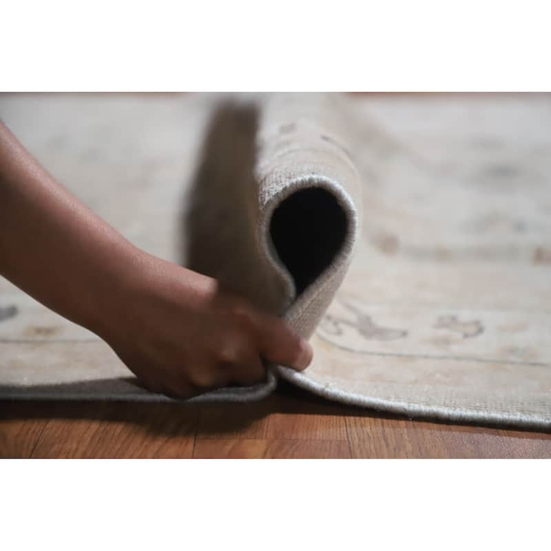 Hand Knotted Oriental 100% Wool Carpet Transitional Floral Greys & Charcoal Oushak Area Rug - 6' 0'' X 5' 1''