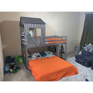 Twin over Full Campsite Loft in Rustic Dark Grey