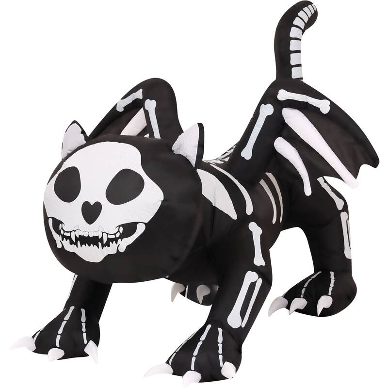 Haunted Hill Farm 5.9-Ft. Wide Prelit Inflatable Skeleton Cat with Wings