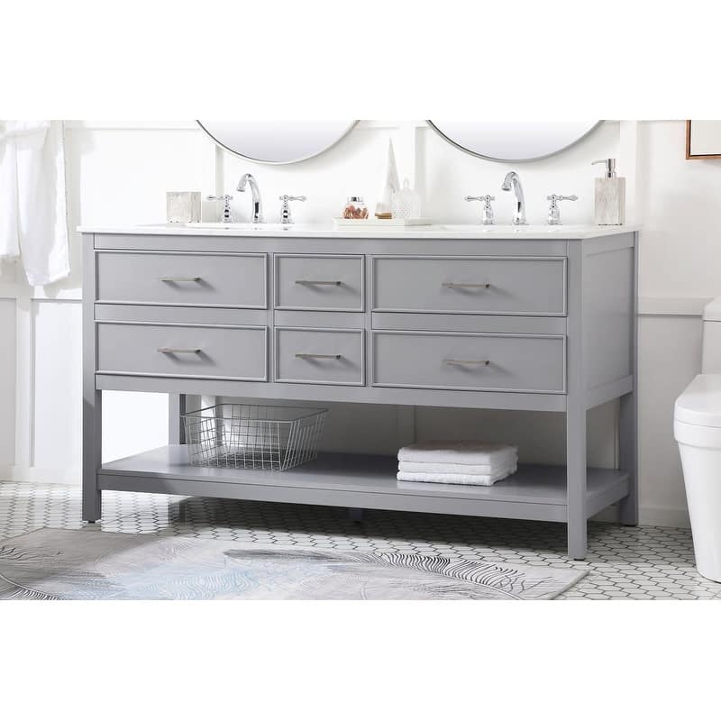 Elegant Lighting VF19060D Sinclaire 60" Free Standing Double Basin