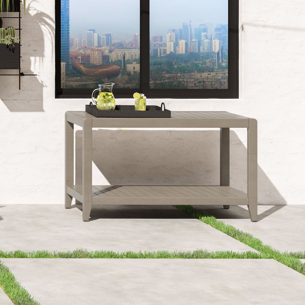 Homestyles Sustain Gray Wood Outdoor Sofa Table - 46" x 18" x 28"
