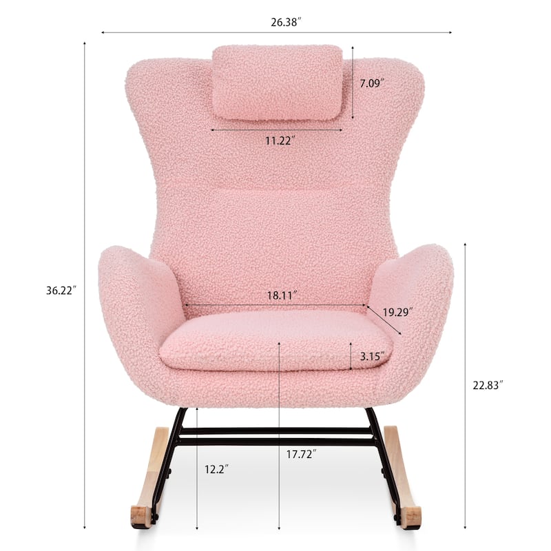 26.38" High Back Rocking Chair with Pocket