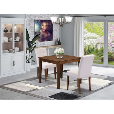Square Dining Table Set with 2 Chairs - Southwestern Style Walnut Kitchen Set
