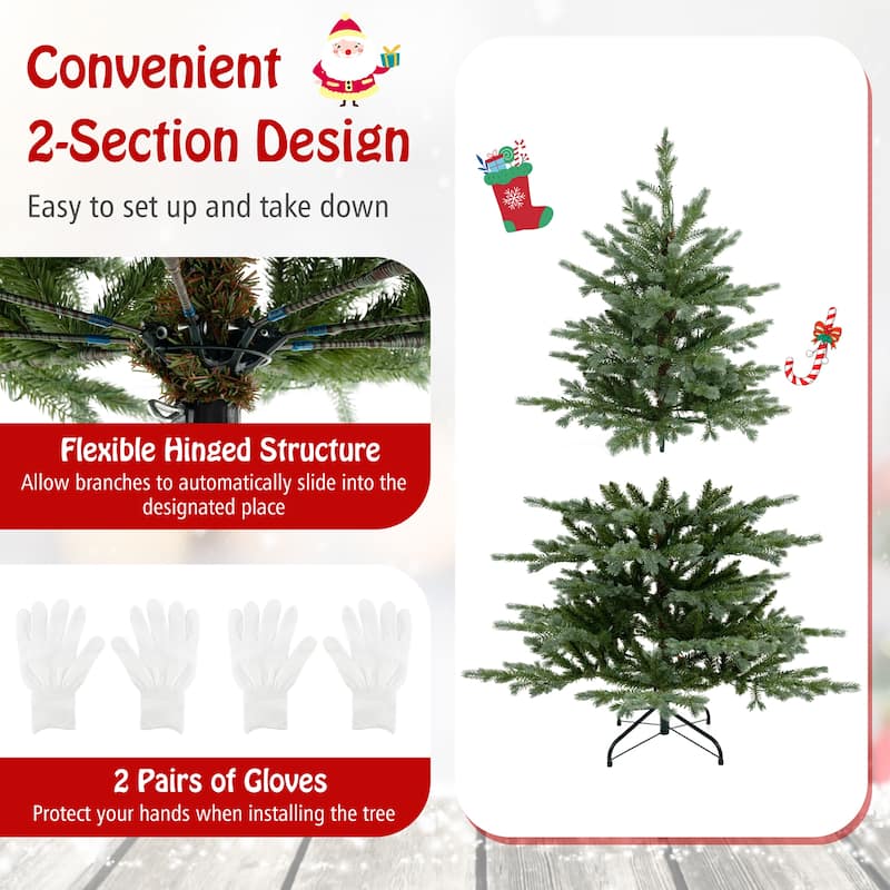 Gymax 5/6/7 FT Artificial Christmas Tree w/ 1426/2116/3156 Lush PVC &
