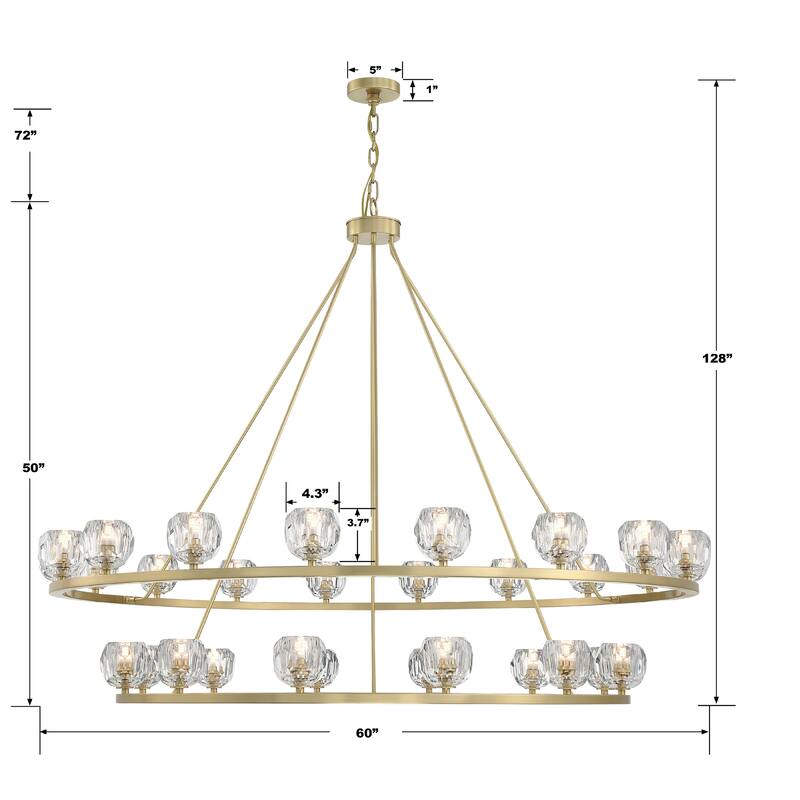 Aragon 30 Light Soft Brass Chandelier - 60"W x 50"H