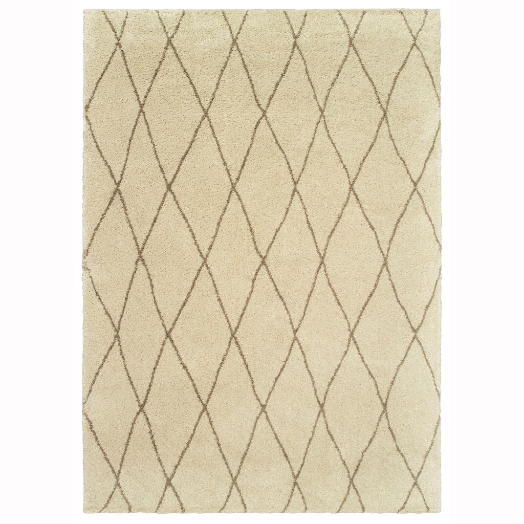 Style Haven Bennett Geometric Diamond Ivory/ Taupe Area Rug - 9' 10" x 12' 9"