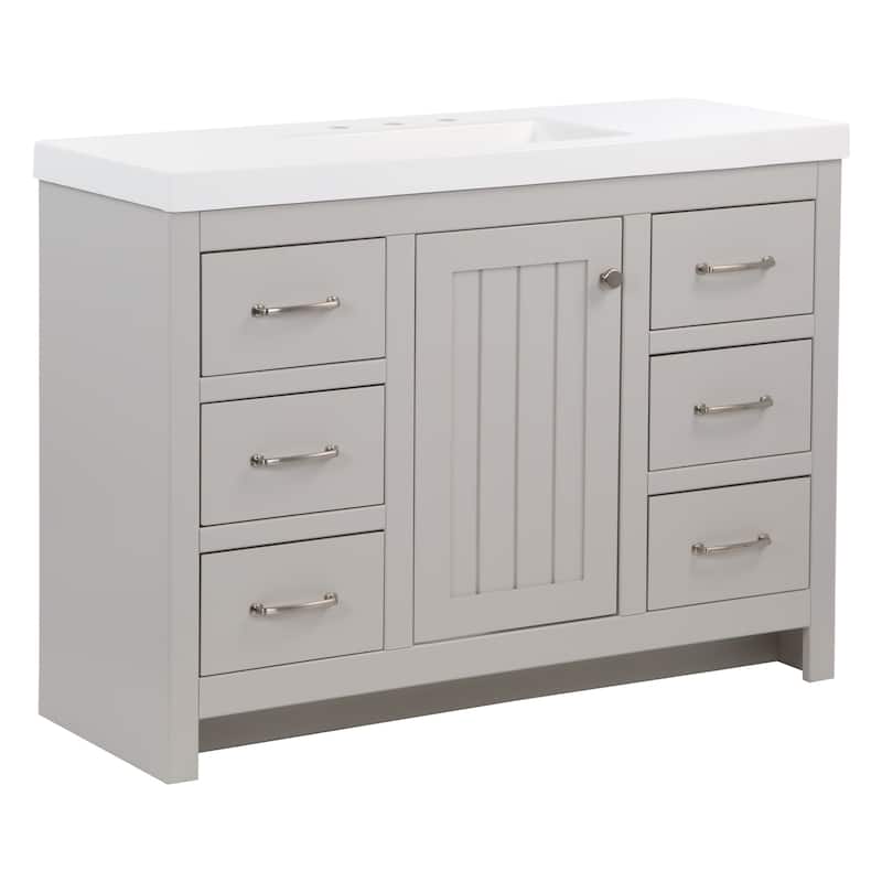 Chamiree 48.5" Bathroom Vanity With Cabinet, 6 Drawers, and White Sink Top
